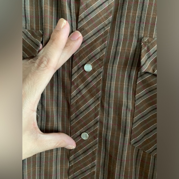 Vintage Pearl snap long sleeved brown western shirt size 15 - Picture 2 of 9